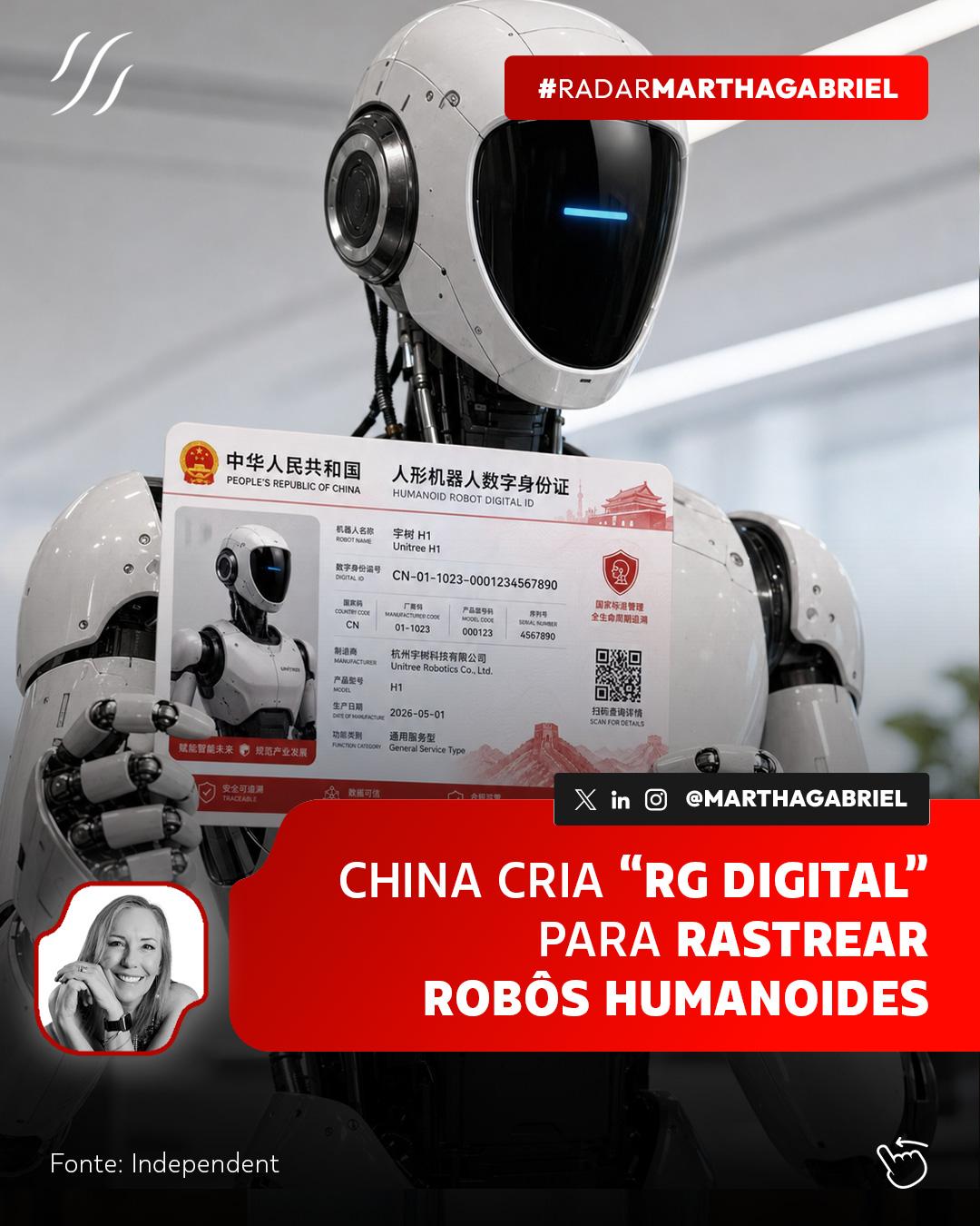 China cria "RG digital" para rastrear robôs humanoides