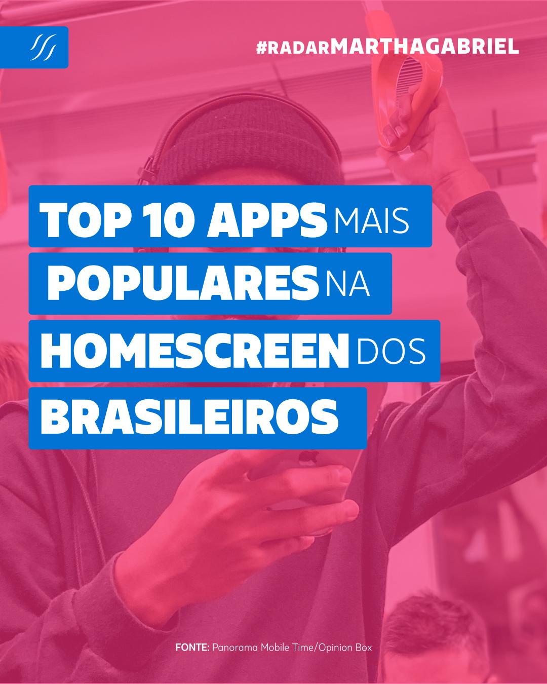 Top 10 Apps mais populares na home screen dos brasileiros