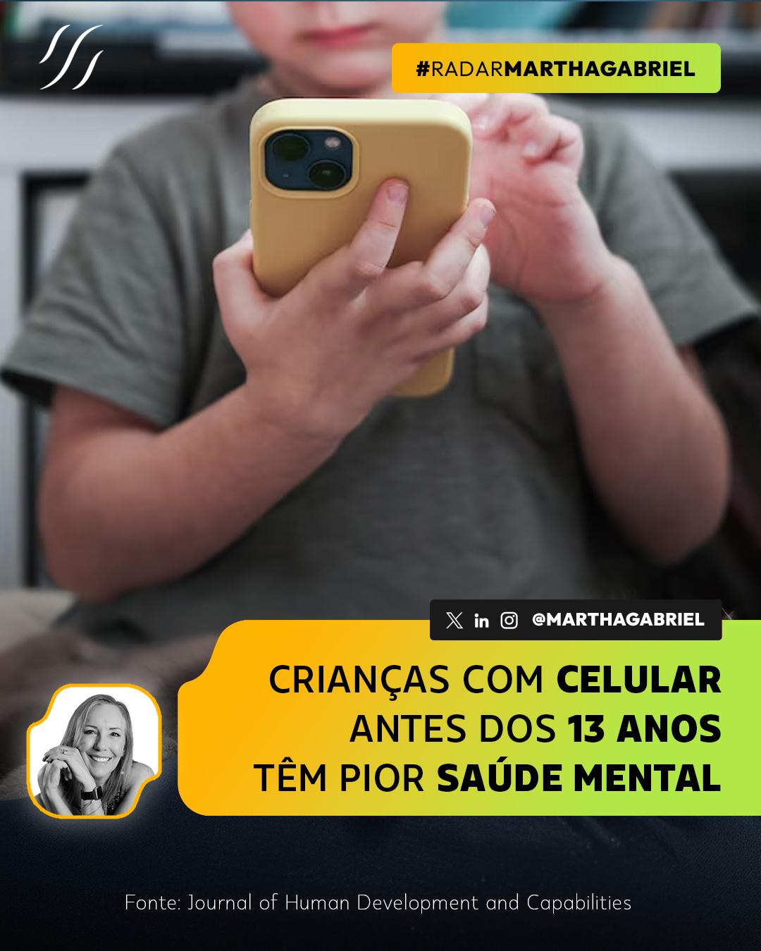 Crianças com celular antes dos 13 anos têm pior saúde mental