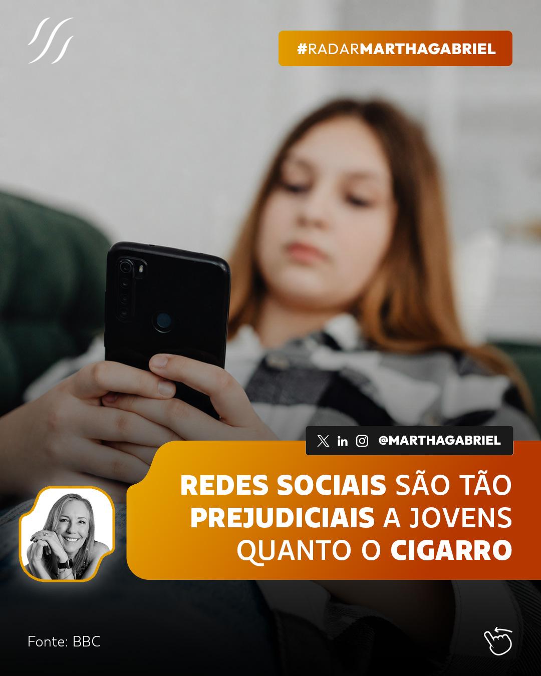 Redes sociais são tão prejudiciais a jovens quanto o cigarro