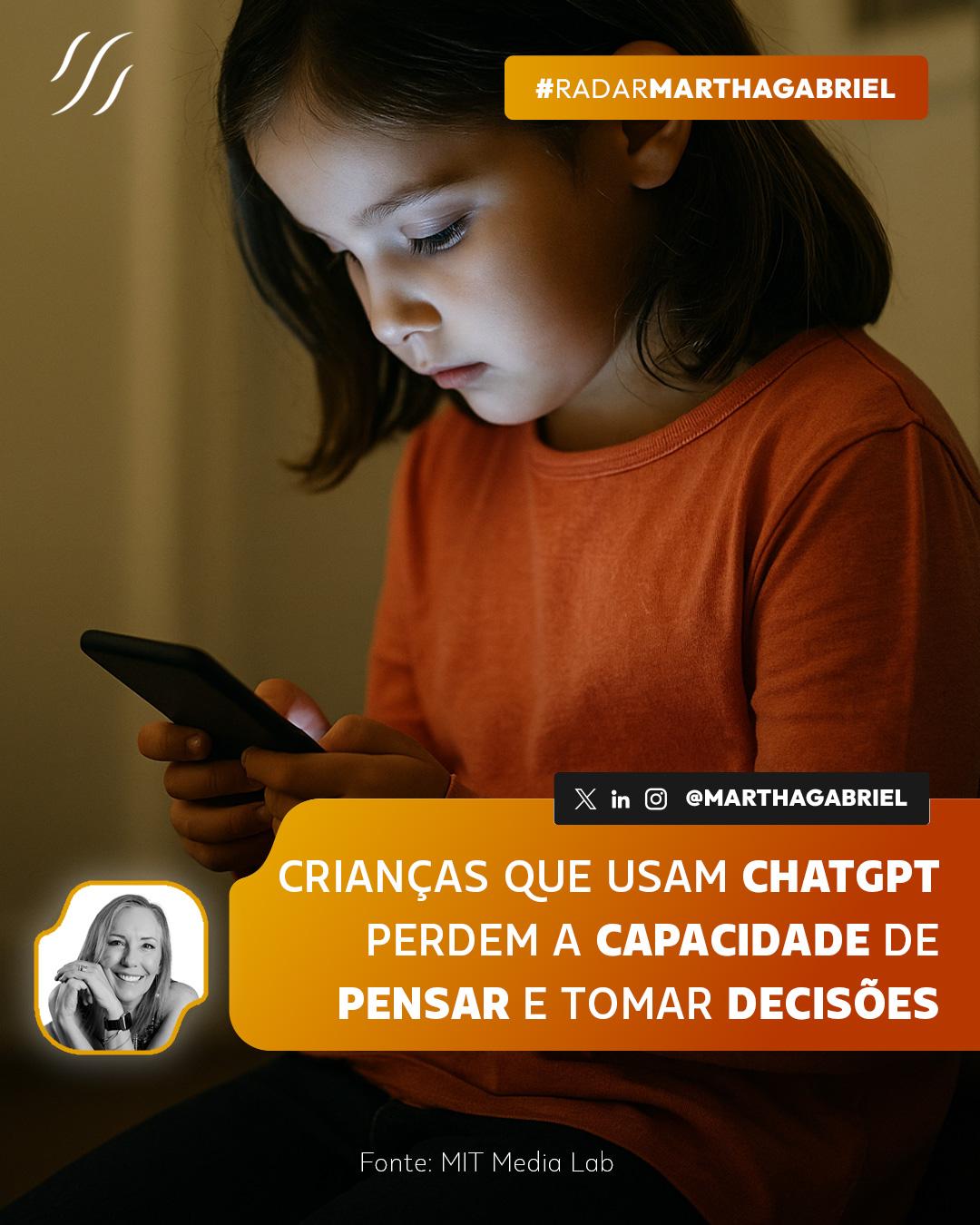 Crianças que usam ChatGPT perdem a capacidade de pensar e tomar decisões