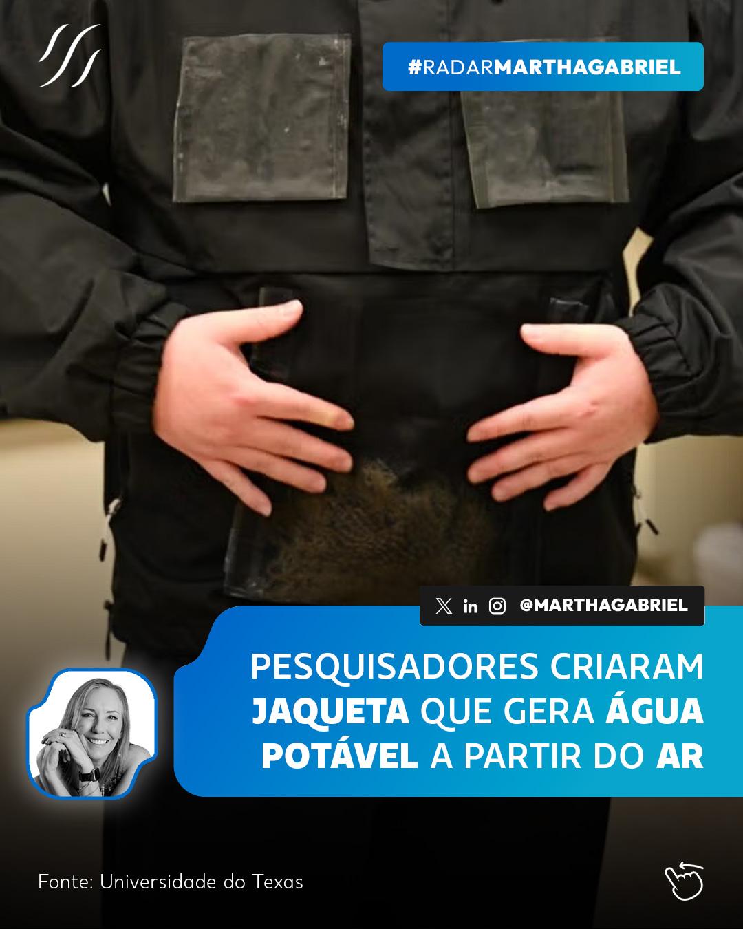 Pesquisadores criaram uma jaqueta que gera água potável a partir do ar