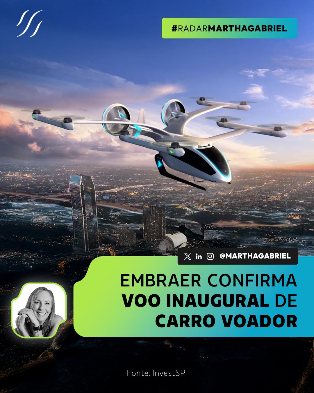 Embraer confirma voo inaugural de carro voador