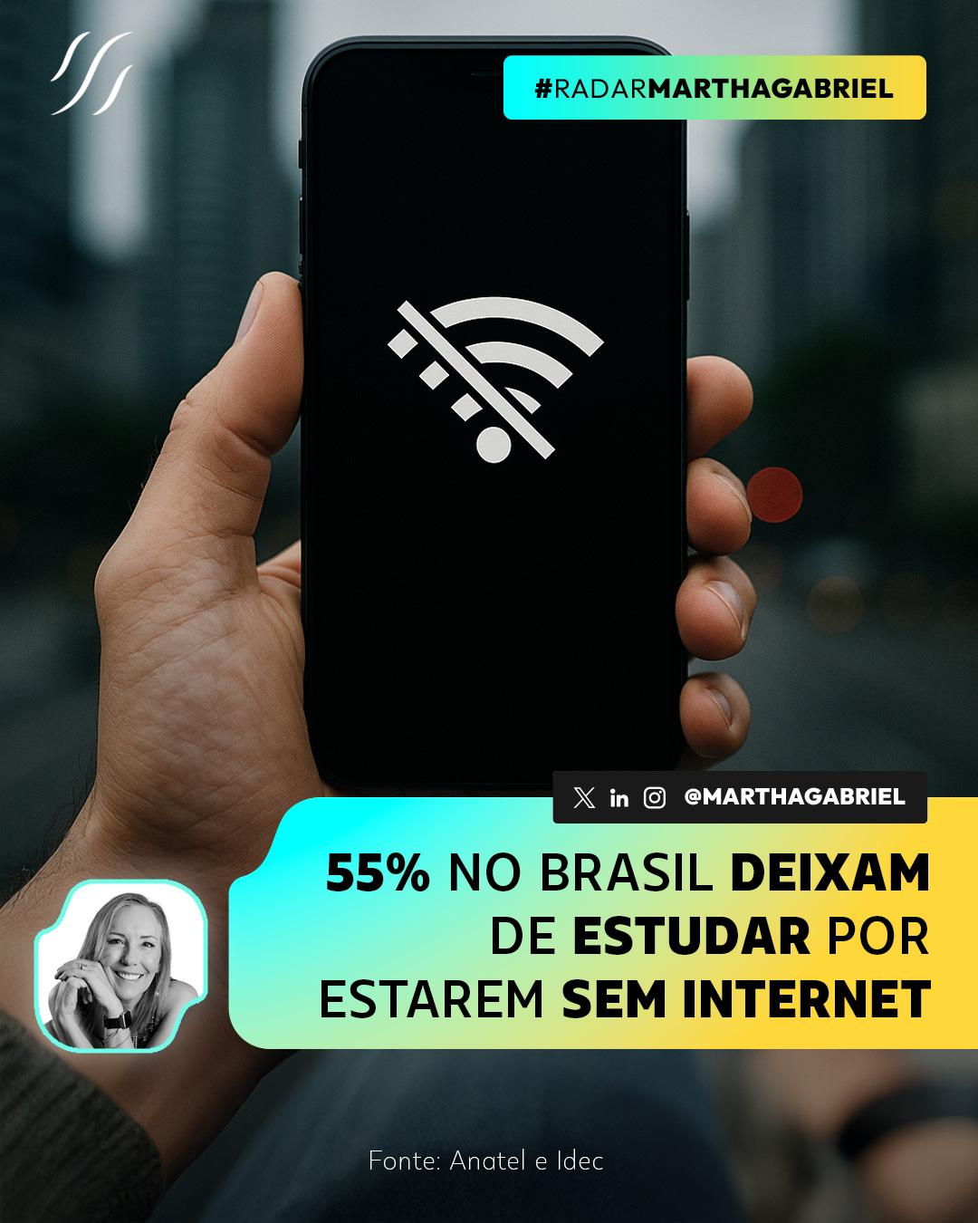 55% no Brasil deixam de estudar por estarem sem internet
