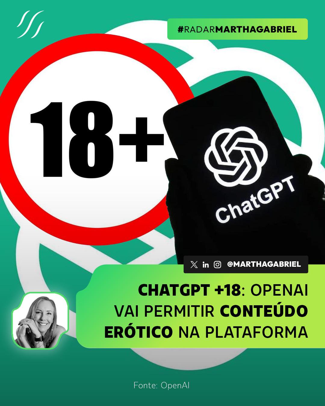 ChatGPT +18: OpenAI vai permitir conteúdo erótico na plataforma