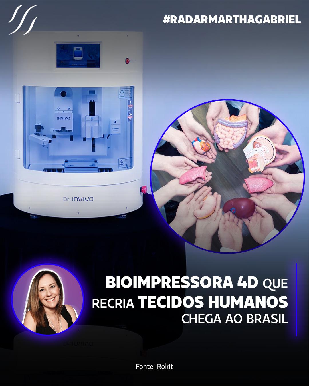 Bioimpressora 4D que recria tecidos humanos chega ao Brasil