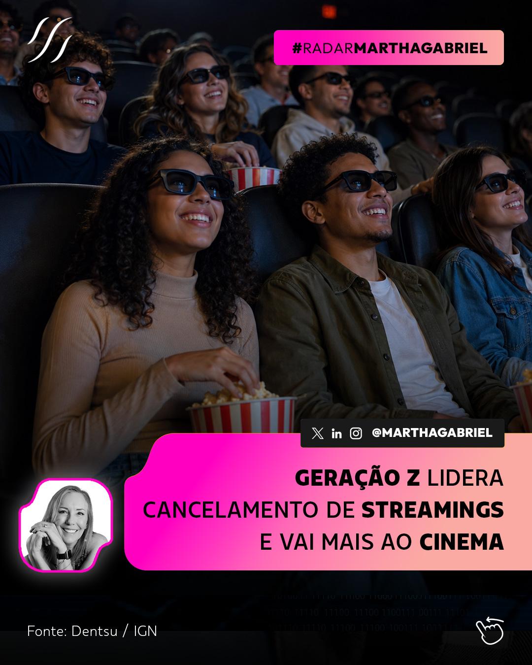 Geração Z lidera cancelamento de streamings e vai mais ao cinema